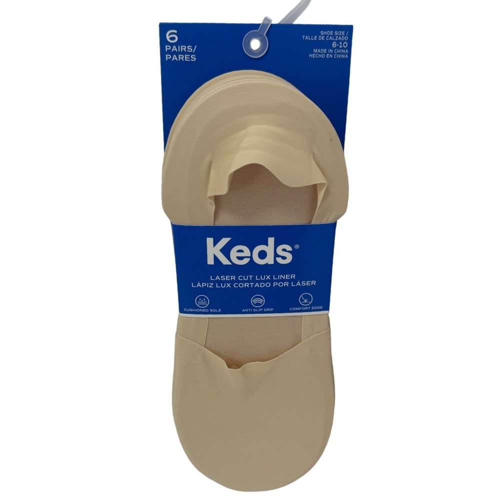 Keds Women 6 Pair Laser Cut Lux Liner No Show Socks Nude Size 6-10 KELH097 X0034